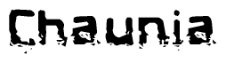 The image contains the word Chaunia in a stylized font with a static looking effect at the bottom of the words