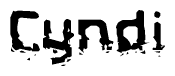 The image contains the word Cyndi in a stylized font with a static looking effect at the bottom of the words