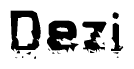 The image contains the word Dezi in a stylized font with a static looking effect at the bottom of the words