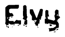 The image contains the word Elvy in a stylized font with a static looking effect at the bottom of the words