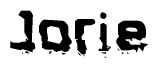 The image contains the word Jorie in a stylized font with a static looking effect at the bottom of the words