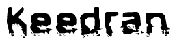 The image contains the word Keedran in a stylized font with a static looking effect at the bottom of the words