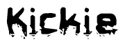 The image contains the word Kickie in a stylized font with a static looking effect at the bottom of the words