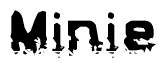 The image contains the word Minie in a stylized font with a static looking effect at the bottom of the words
