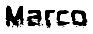 The image contains the word Marco in a stylized font with a static looking effect at the bottom of the words