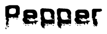 The image contains the word Pepper in a stylized font with a static looking effect at the bottom of the words