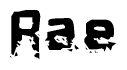 The image contains the word Rae in a stylized font with a static looking effect at the bottom of the words