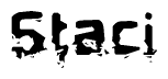 The image contains the word Staci in a stylized font with a static looking effect at the bottom of the words