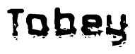 The image contains the word Tobey in a stylized font with a static looking effect at the bottom of the words
