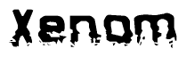 The image contains the word Xenom in a stylized font with a static looking effect at the bottom of the words