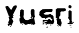 The image contains the word Yusri in a stylized font with a static looking effect at the bottom of the words