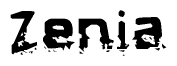 The image contains the word Zenia in a stylized font with a static looking effect at the bottom of the words