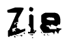 The image contains the word Zie in a stylized font with a static looking effect at the bottom of the words