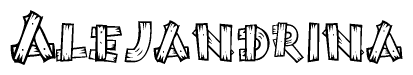 The clipart image shows the name Alejandrina stylized to look like it is constructed out of separate wooden planks or boards, with each letter having wood grain and plank-like details.