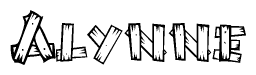 The clipart image shows the name Alynne stylized to look like it is constructed out of separate wooden planks or boards, with each letter having wood grain and plank-like details.