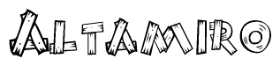 The image contains the name Altamiro written in a decorative, stylized font with a hand-drawn appearance. The lines are made up of what appears to be planks of wood, which are nailed together