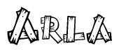 The clipart image shows the name Arla stylized to look like it is constructed out of separate wooden planks or boards, with each letter having wood grain and plank-like details.