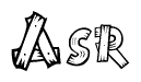 The clipart image shows the name Asr stylized to look like it is constructed out of separate wooden planks or boards, with each letter having wood grain and plank-like details.