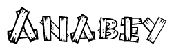 The clipart image shows the name Anabey stylized to look like it is constructed out of separate wooden planks or boards, with each letter having wood grain and plank-like details.