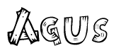 The clipart image shows the name Agus stylized to look like it is constructed out of separate wooden planks or boards, with each letter having wood grain and plank-like details.