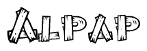 The clipart image shows the name Alpap stylized to look like it is constructed out of separate wooden planks or boards, with each letter having wood grain and plank-like details.