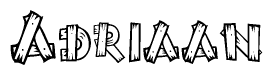 The clipart image shows the name Adriaan stylized to look as if it has been constructed out of wooden planks or logs. Each letter is designed to resemble pieces of wood.