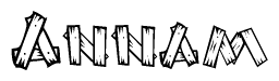 The clipart image shows the name Annam stylized to look like it is constructed out of separate wooden planks or boards, with each letter having wood grain and plank-like details.