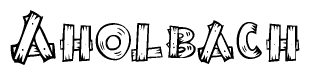 The clipart image shows the name Aholbach stylized to look like it is constructed out of separate wooden planks or boards, with each letter having wood grain and plank-like details.
