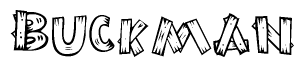 The clipart image shows the name Buckman stylized to look as if it has been constructed out of wooden planks or logs. Each letter is designed to resemble pieces of wood.