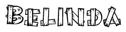 The clipart image shows the name Belinda stylized to look like it is constructed out of separate wooden planks or boards, with each letter having wood grain and plank-like details.