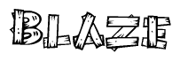 The clipart image shows the name Blaze stylized to look as if it has been constructed out of wooden planks or logs. Each letter is designed to resemble pieces of wood.