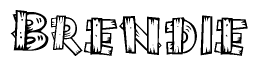 The image contains the name Brendie written in a decorative, stylized font with a hand-drawn appearance. The lines are made up of what appears to be planks of wood, which are nailed together