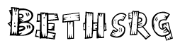 The clipart image shows the name Bethsrg stylized to look as if it has been constructed out of wooden planks or logs. Each letter is designed to resemble pieces of wood.