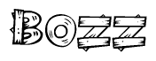 The clipart image shows the name Bozz stylized to look like it is constructed out of separate wooden planks or boards, with each letter having wood grain and plank-like details.
