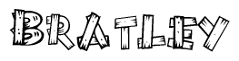 The image contains the name Bratley written in a decorative, stylized font with a hand-drawn appearance. The lines are made up of what appears to be planks of wood, which are nailed together