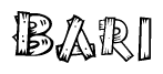 The clipart image shows the name Bari stylized to look as if it has been constructed out of wooden planks or logs. Each letter is designed to resemble pieces of wood.