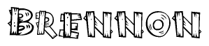 The clipart image shows the name Brennon stylized to look like it is constructed out of separate wooden planks or boards, with each letter having wood grain and plank-like details.
