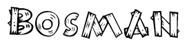 The clipart image shows the name Bosman stylized to look as if it has been constructed out of wooden planks or logs. Each letter is designed to resemble pieces of wood.