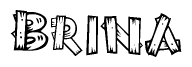 The image contains the name Brina written in a decorative, stylized font with a hand-drawn appearance. The lines are made up of what appears to be planks of wood, which are nailed together