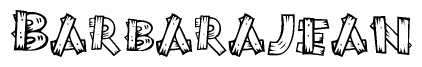 The image contains the name Barbarajean written in a decorative, stylized font with a hand-drawn appearance. The lines are made up of what appears to be planks of wood, which are nailed together
