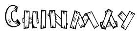 The clipart image shows the name Chinmay stylized to look like it is constructed out of separate wooden planks or boards, with each letter having wood grain and plank-like details.