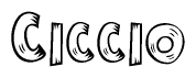 The image contains the name Ciccio written in a decorative, stylized font with a hand-drawn appearance. The lines are made up of what appears to be planks of wood, which are nailed together