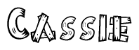 The clipart image shows the name Cassie stylized to look like it is constructed out of separate wooden planks or boards, with each letter having wood grain and plank-like details.