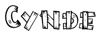 The clipart image shows the name Cynde stylized to look like it is constructed out of separate wooden planks or boards, with each letter having wood grain and plank-like details.