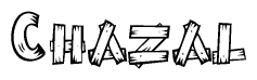 The clipart image shows the name Chazal stylized to look like it is constructed out of separate wooden planks or boards, with each letter having wood grain and plank-like details.