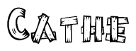 The clipart image shows the name Cathe stylized to look as if it has been constructed out of wooden planks or logs. Each letter is designed to resemble pieces of wood.