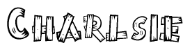 The clipart image shows the name Charlsie stylized to look like it is constructed out of separate wooden planks or boards, with each letter having wood grain and plank-like details.
