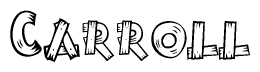 The clipart image shows the name Carroll stylized to look like it is constructed out of separate wooden planks or boards, with each letter having wood grain and plank-like details.