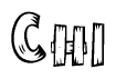 The image contains the name Chi written in a decorative, stylized font with a hand-drawn appearance. The lines are made up of what appears to be planks of wood, which are nailed together