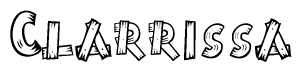 The clipart image shows the name Clarrissa stylized to look like it is constructed out of separate wooden planks or boards, with each letter having wood grain and plank-like details.